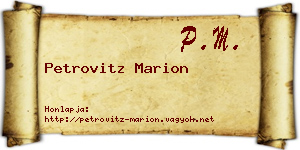 Petrovitz Marion névjegykártya